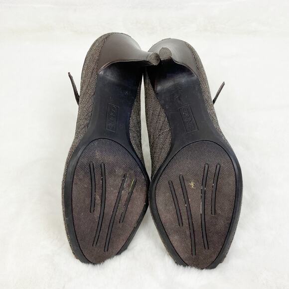 Vintage Connie Womens Heels Fabric Leather Materialistic Peep Toe Brown 8.5M - Picture 7 of 9